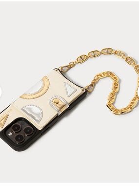 Bandolier Cream and Gold Chain Crossbody Phone Case 17 pro